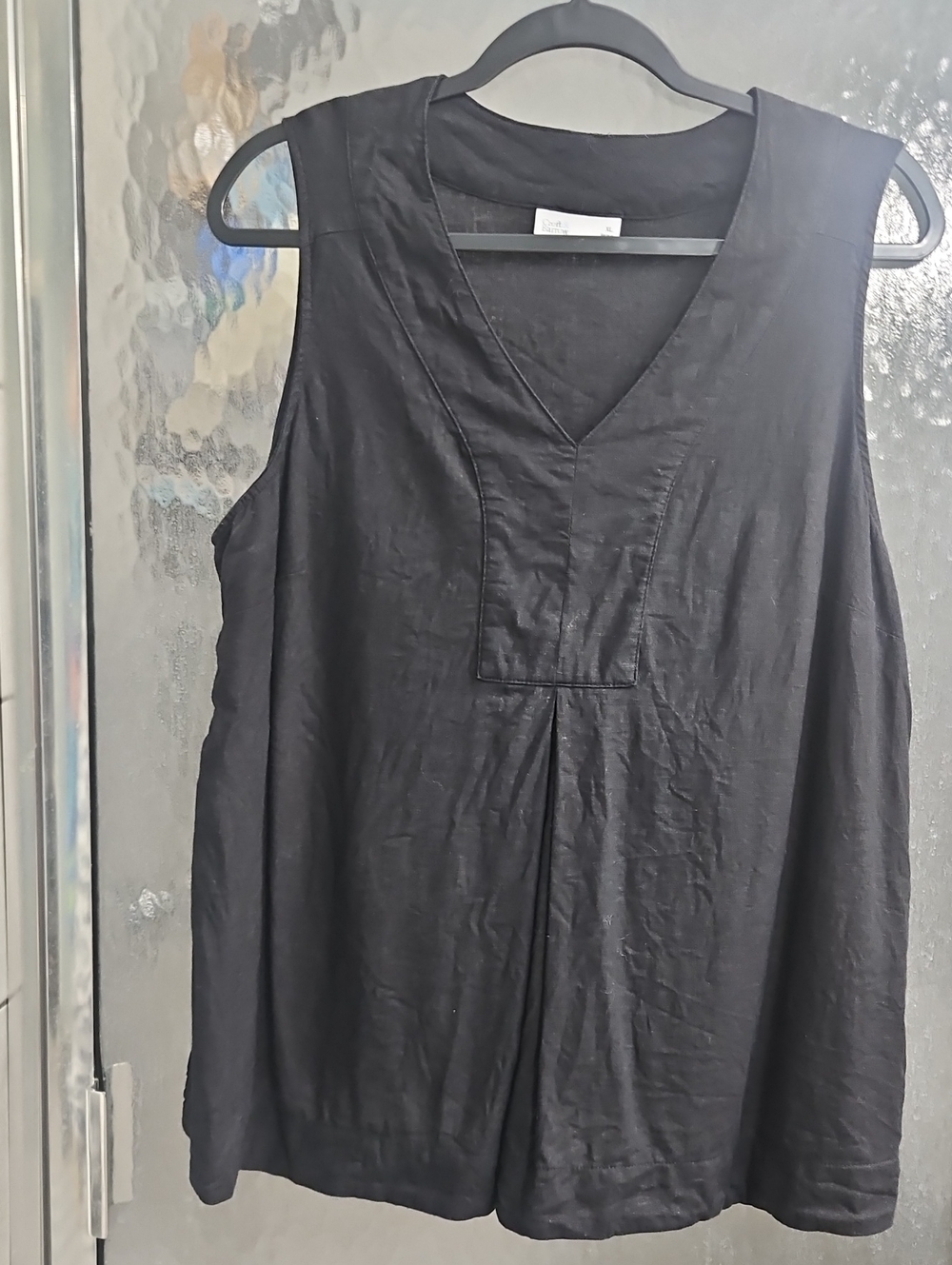 croft & barrow Black V-Neck Linen Blend Sleeveless Tank Top